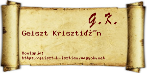 Geiszt Krisztián névjegykártya